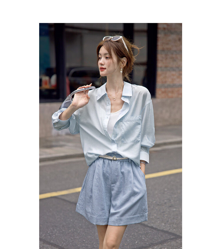 MT Intellectual Style Spring Korean Design Pocket Lapel Long Sleeve Loose Slimming Women's Shirt 9