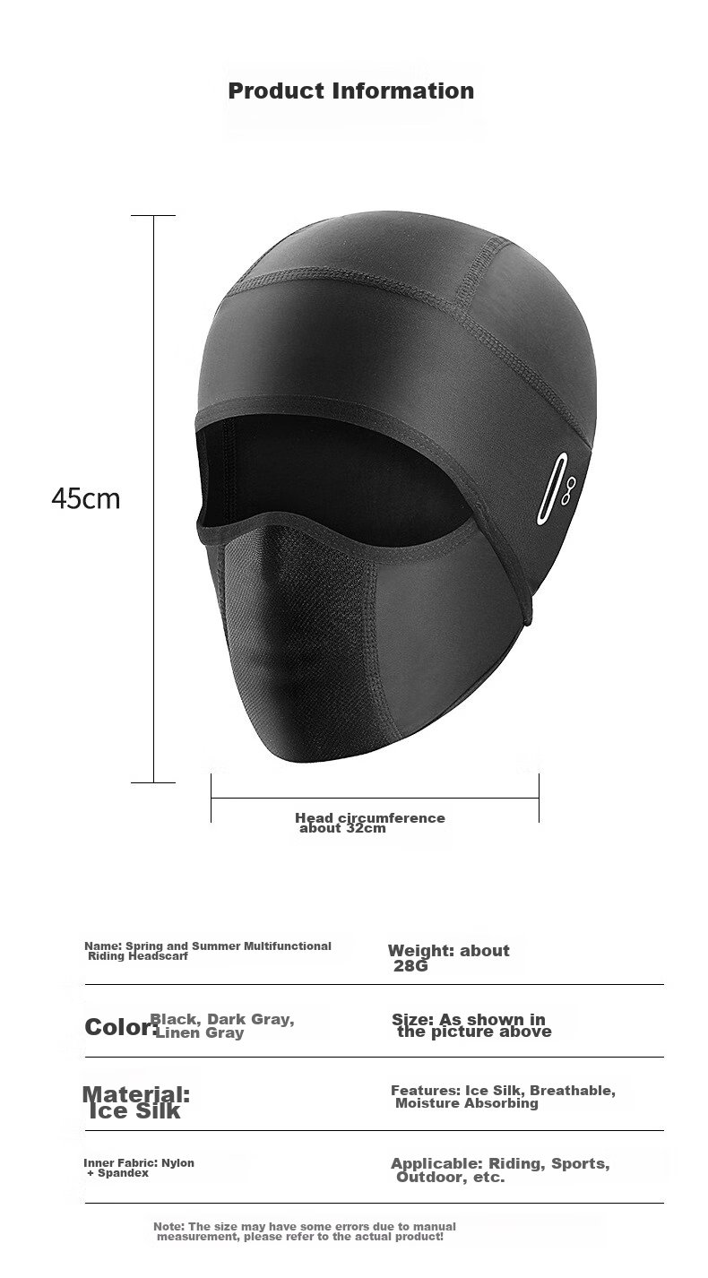 BIKEBROS Cycling Balaclava Helmet Liner, Outdoor Sun Protection Face Mask, Spring And Summer Full-Face Ice Silk Face Guard, Windproof Small Cap, for Men And Wome 10
