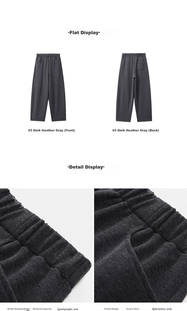 Giordano Designer Women's Dual-Color Knit Elastic Waist Loose Casual Pants 18415225 13