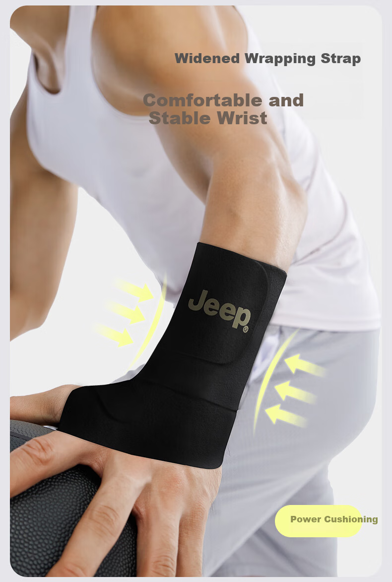 JEEP Fitness Wrist Support Anti-Sprain Compression Carpal Tunnel Professional Sports Wrist Brace One-Piece Green One Size 7