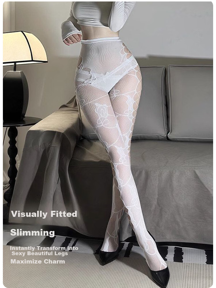 9i9 Irregular Ripped Lace Fishnet Stockings Sexy Vintage Sheer Leggings 3-Pack S64 10