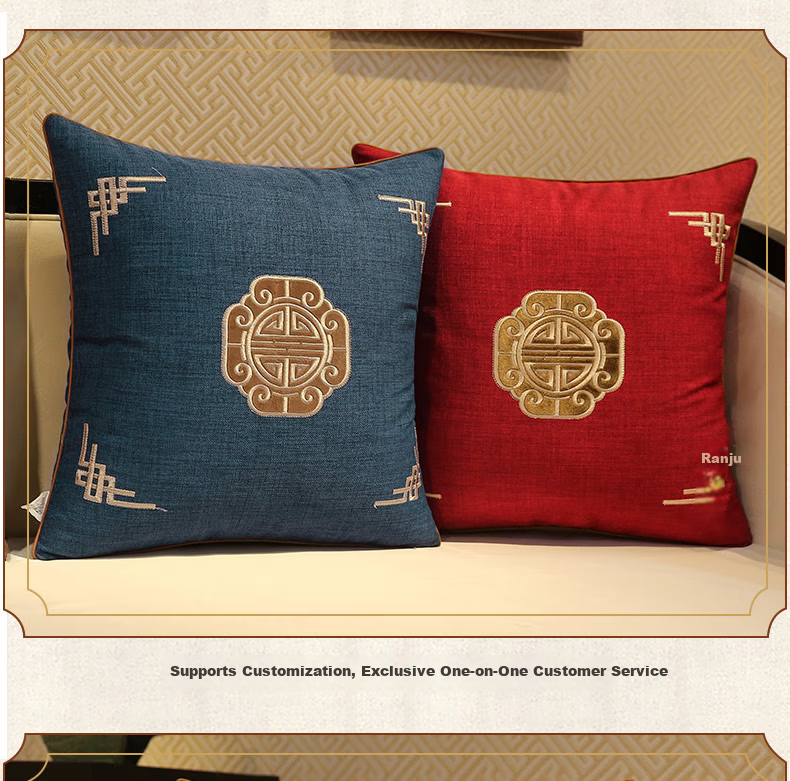 Huamanshengting Car Seat Cushion Pillow Backrest Bed Support, Tuoranju Doris Linen Red 45*45cm with Insert 6