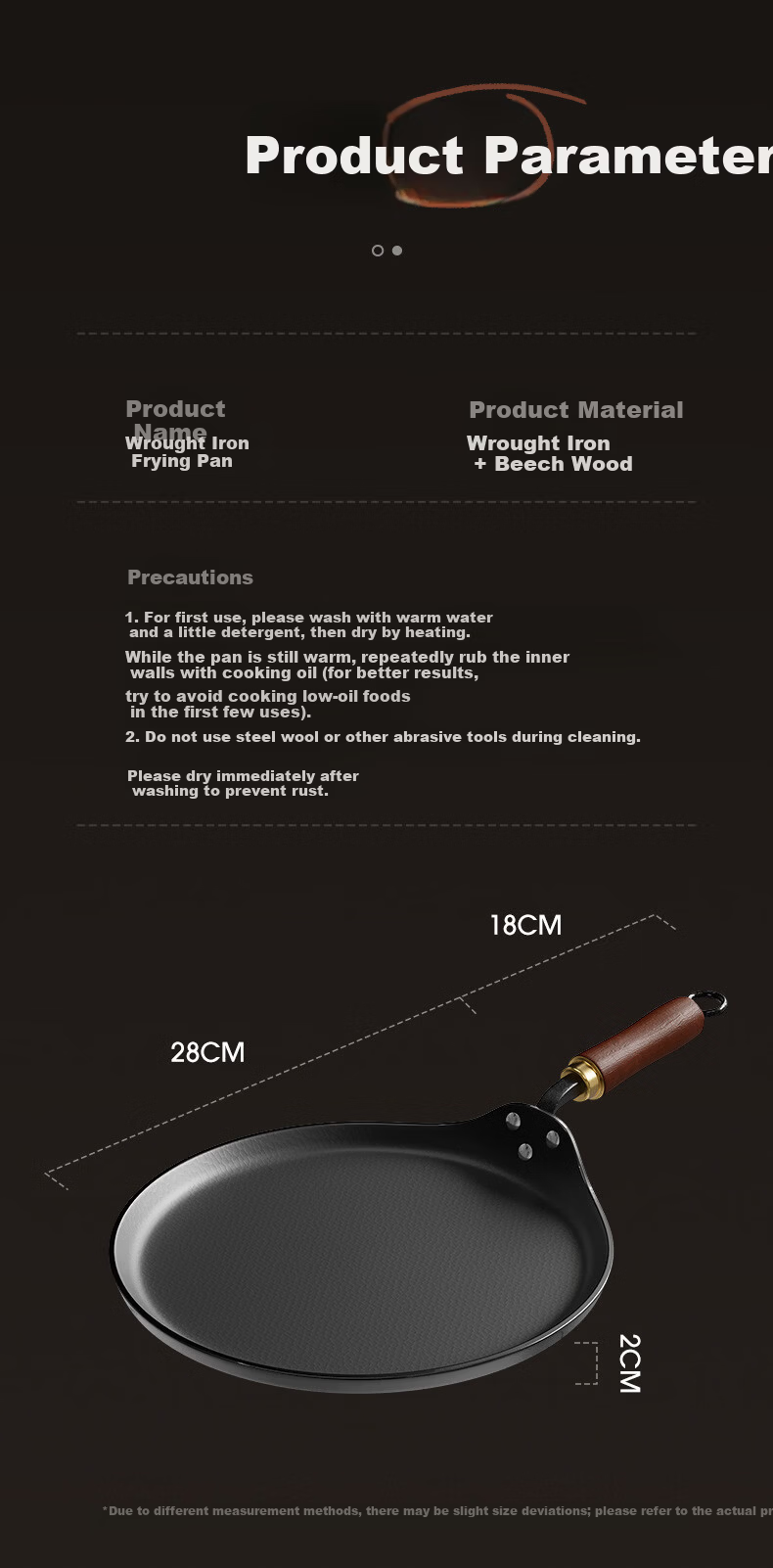 CHUI DA REN Zhangqiu Flat Bottom Iron Pan Non-Coated Non-Stick Home Use Steak Frying Pan Pancake Pan for Gas and Induction Cookers 7