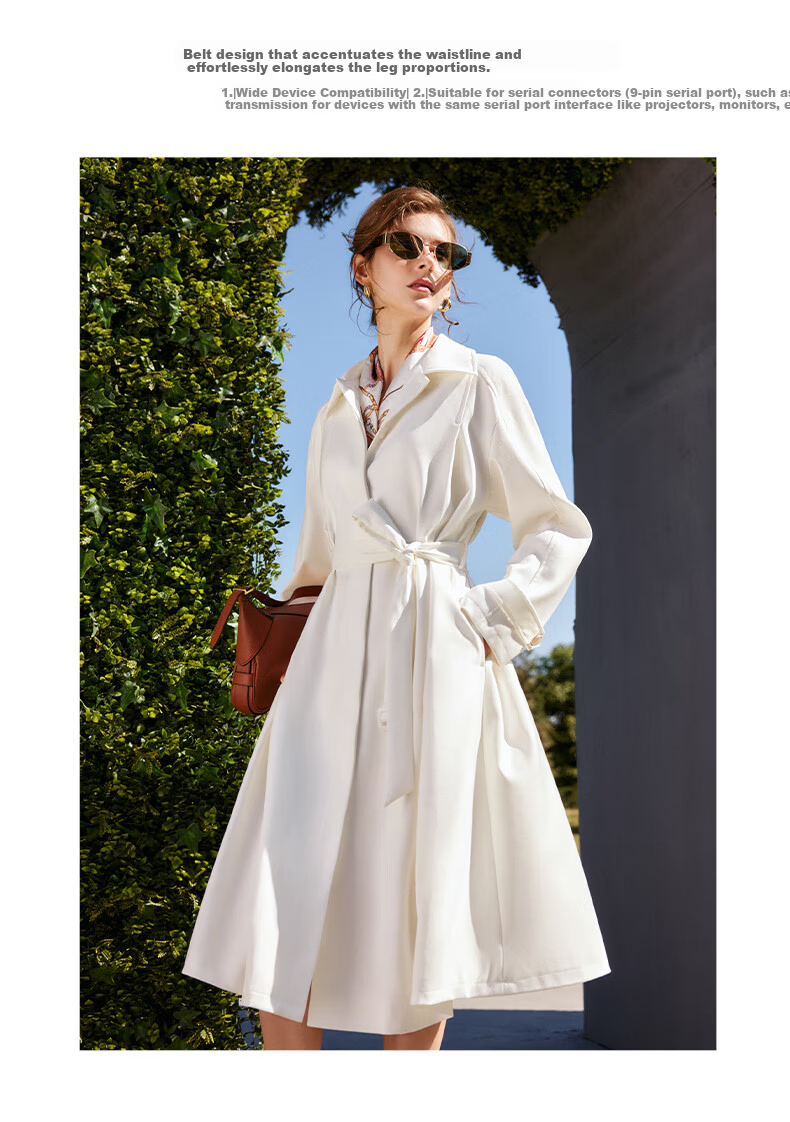 Olrain French Style Premium Trench Coat Women's Autumn Lightweight Mid-Length Coat Off-White (Second Batch) M 6