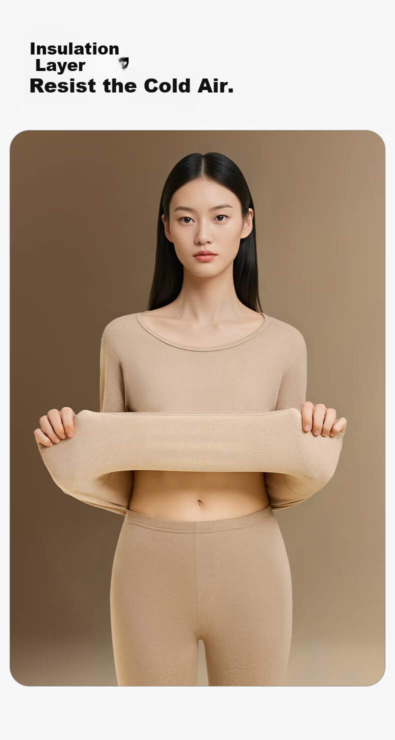 Herbal Original Color Women's Thermal Underwear Set Autumn Fleece-Lined Thickened Heat Retention 2025 New Winter Suit 6
