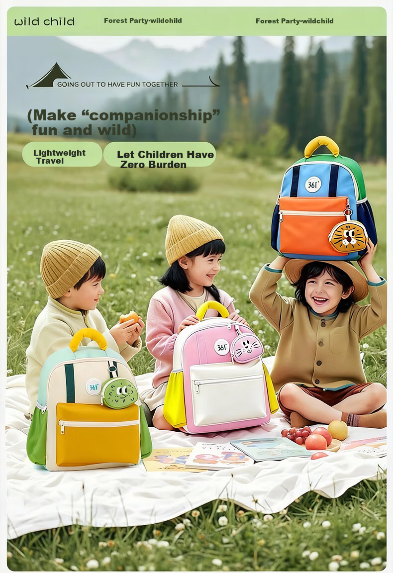 361° Kindergarten Backpack Lightweight Outdoor Kids Small Schoolbag Spring Autumn Double Shoulder Bag for Boys and Girls Elementary School Tutoring Bag 1