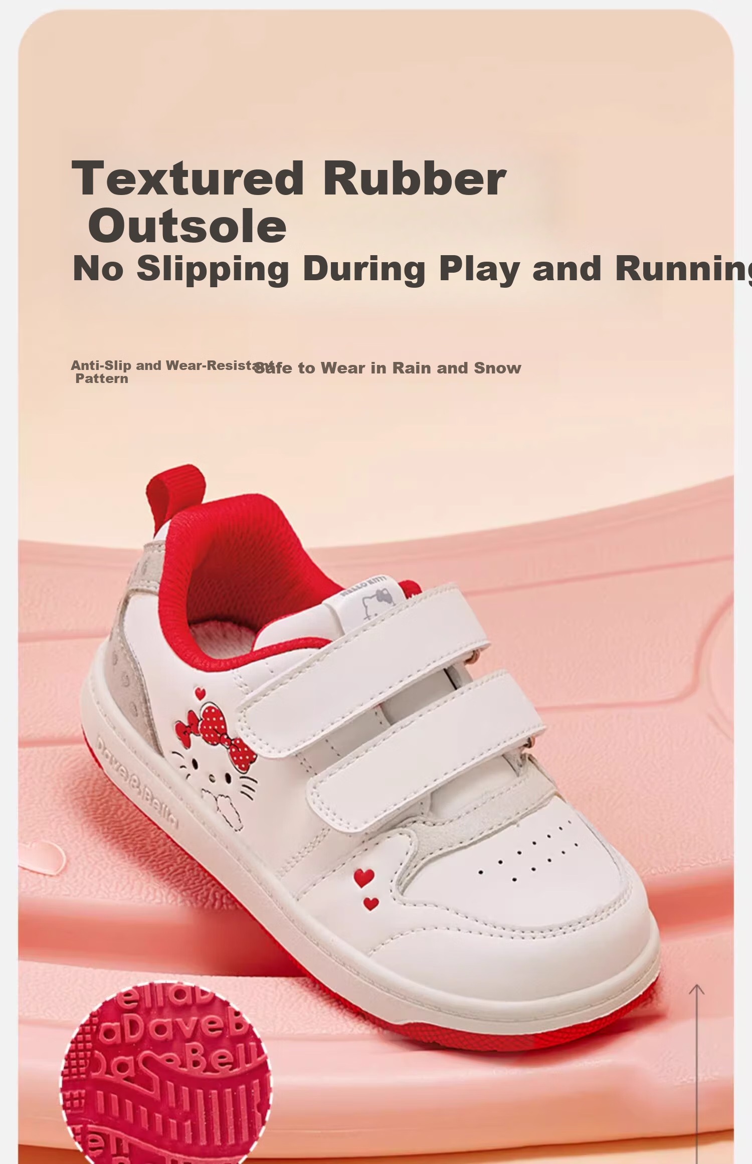 DAVE & BELLA x Hello Kitty Girls' Sneakers Spring Autumn Kids Baby Shoes 5