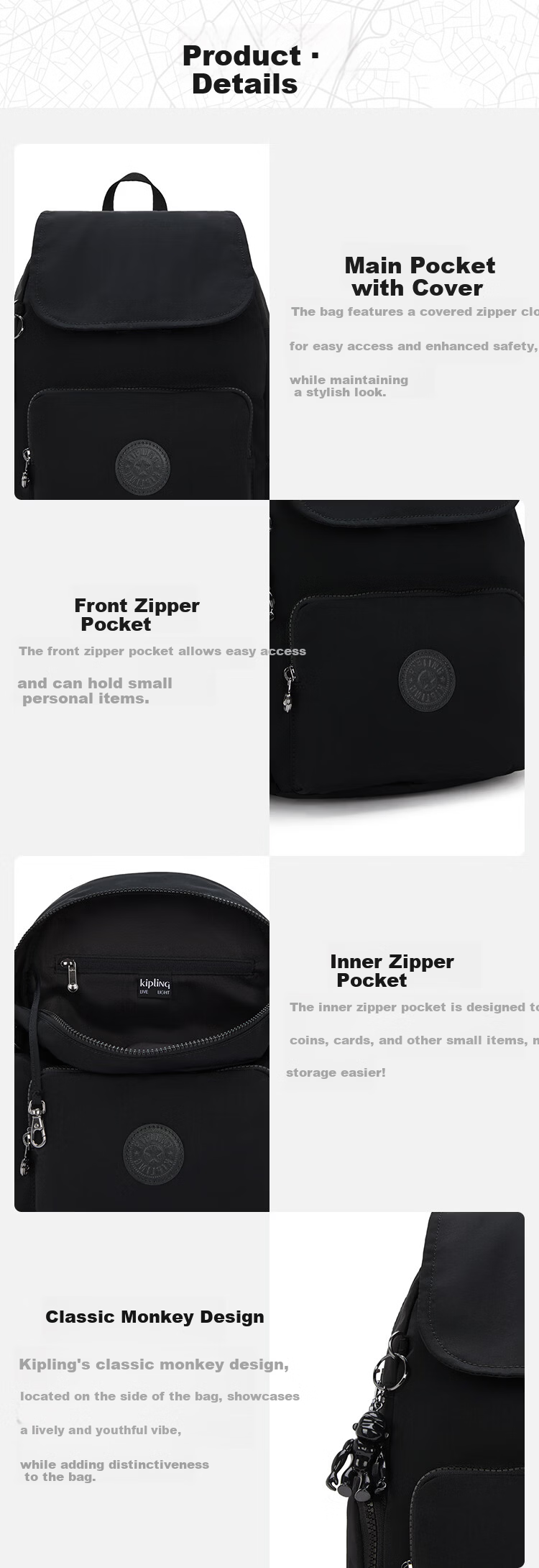 Kipling 2026 New CITY ZIP S Boundless Black Backpack with Birthday Gift Cocktail Blue 2