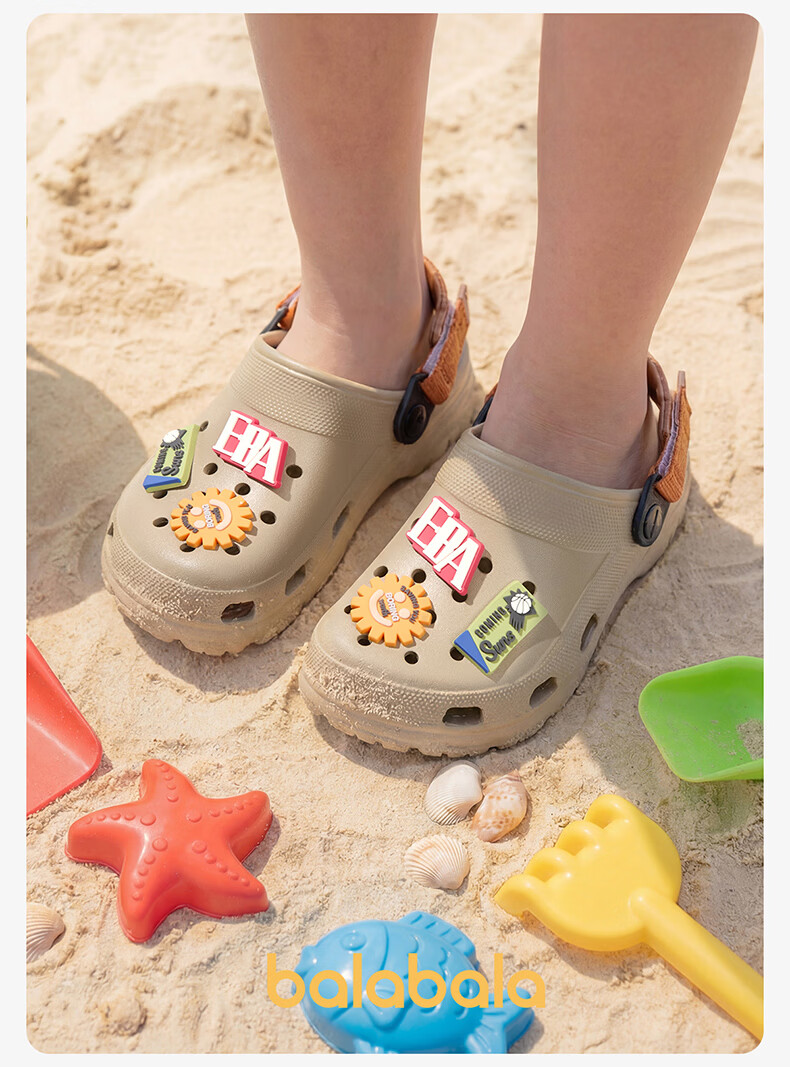 Balabala Kids Summer Slippers Boys Indoor Cute Hole Shoes Soft Sole Lightweight Cartoon Beach Shoes 11