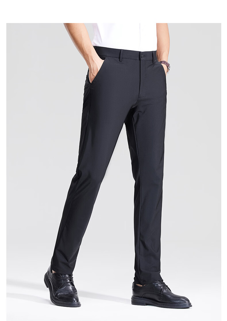 ROMON Men's Lightweight Business Pants Spring Autumn Upgraded High-Quality Stretch Wrinkle-Resistant Dress Casual Pants Blue 30 3