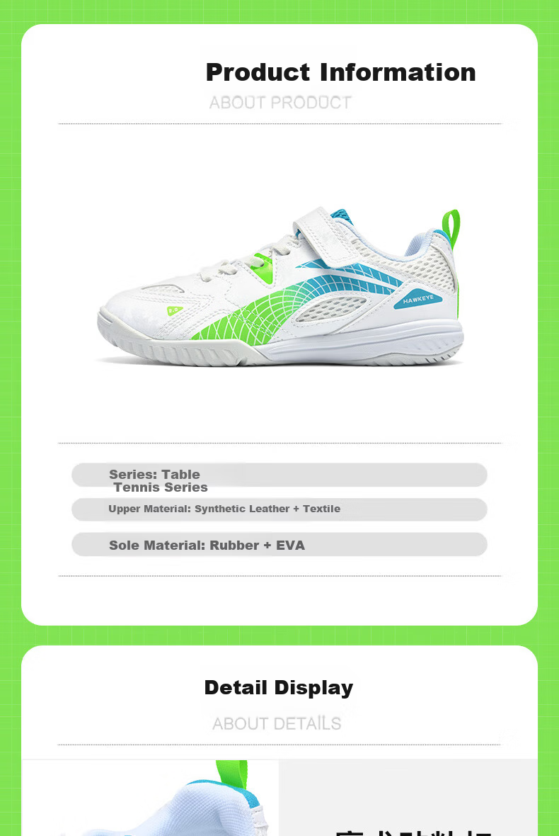 LI-NING Eagle Eye 2.0 Kids Table Tennis Shoes Breathable Shock Absorption Professional Training Sports Shoes Size 34 7