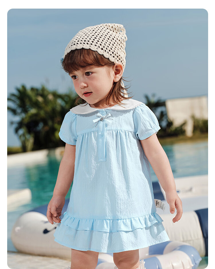 Balabala Baby Dress Children's Dress 2026 New Summer Girls Baby Artistic College Style Cute Doll Collar 24