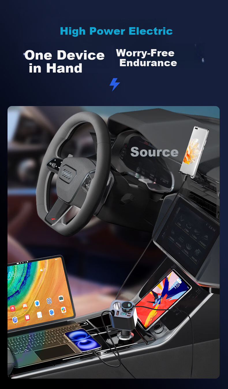 Newsmy Car Charger Cigarette Lighter Adapter with 3-Port PD Fast Charging for Apple iPhone 15/16/17 and Dash Cam Expansion 4