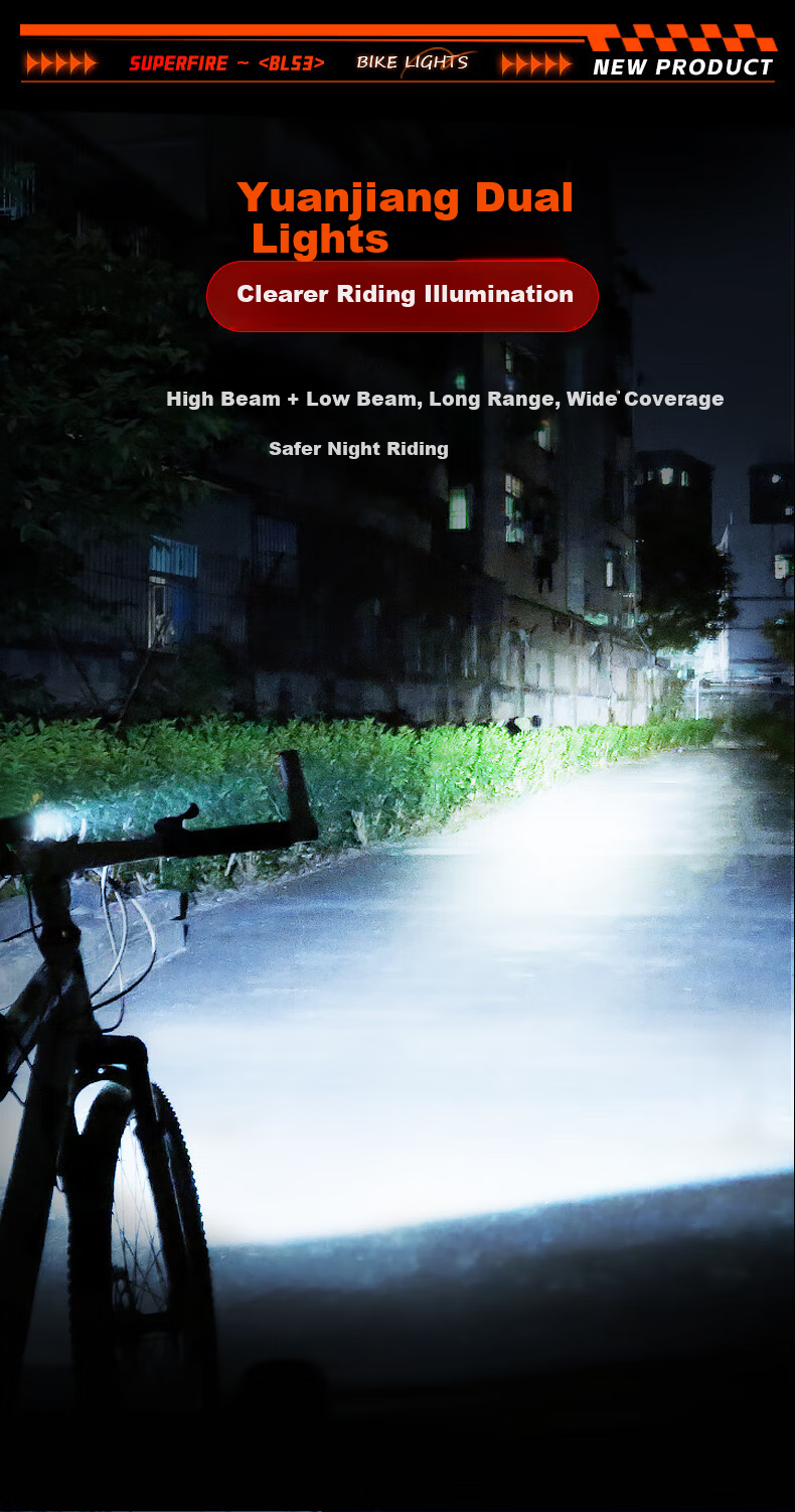 SupFire Bicycle Front Light Night Riding Equipment Flashlight Kids Mountain Bike Light High Brightness Lumen Waterproof 2