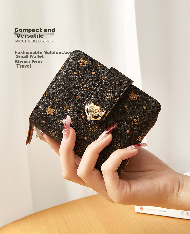 FOXER Women's Large Capacity Short Wallet Card Holder Money Clip Clutch Coin Purse Light Luxury Women's Day Gift 5