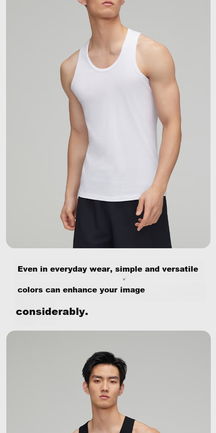 HLA Sleeveless Vest for Men, Pure Cotton Comfortable Breathable Undershirt, Basic Thin Undershirt, Single Pack 6