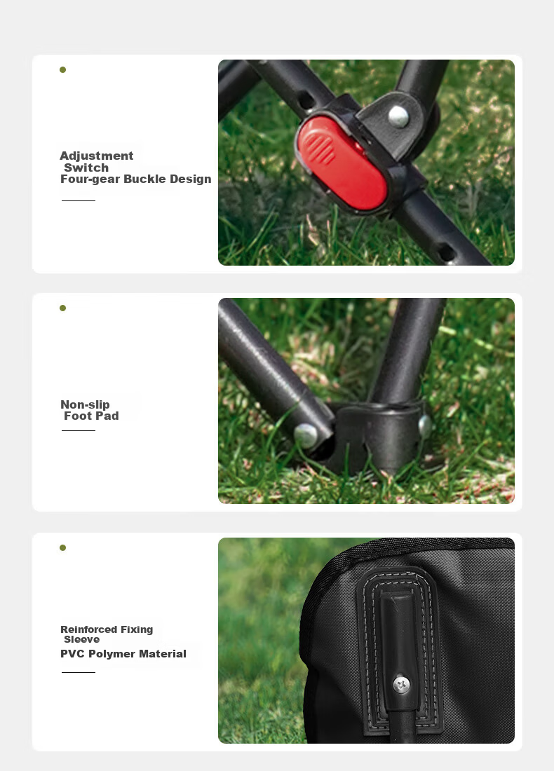 Gosoo Outdoor Folding Chair Camping Chair Padded High Back Moon Chair Dual-Use Recliner Nap Chair Lazy Rest Chair 12