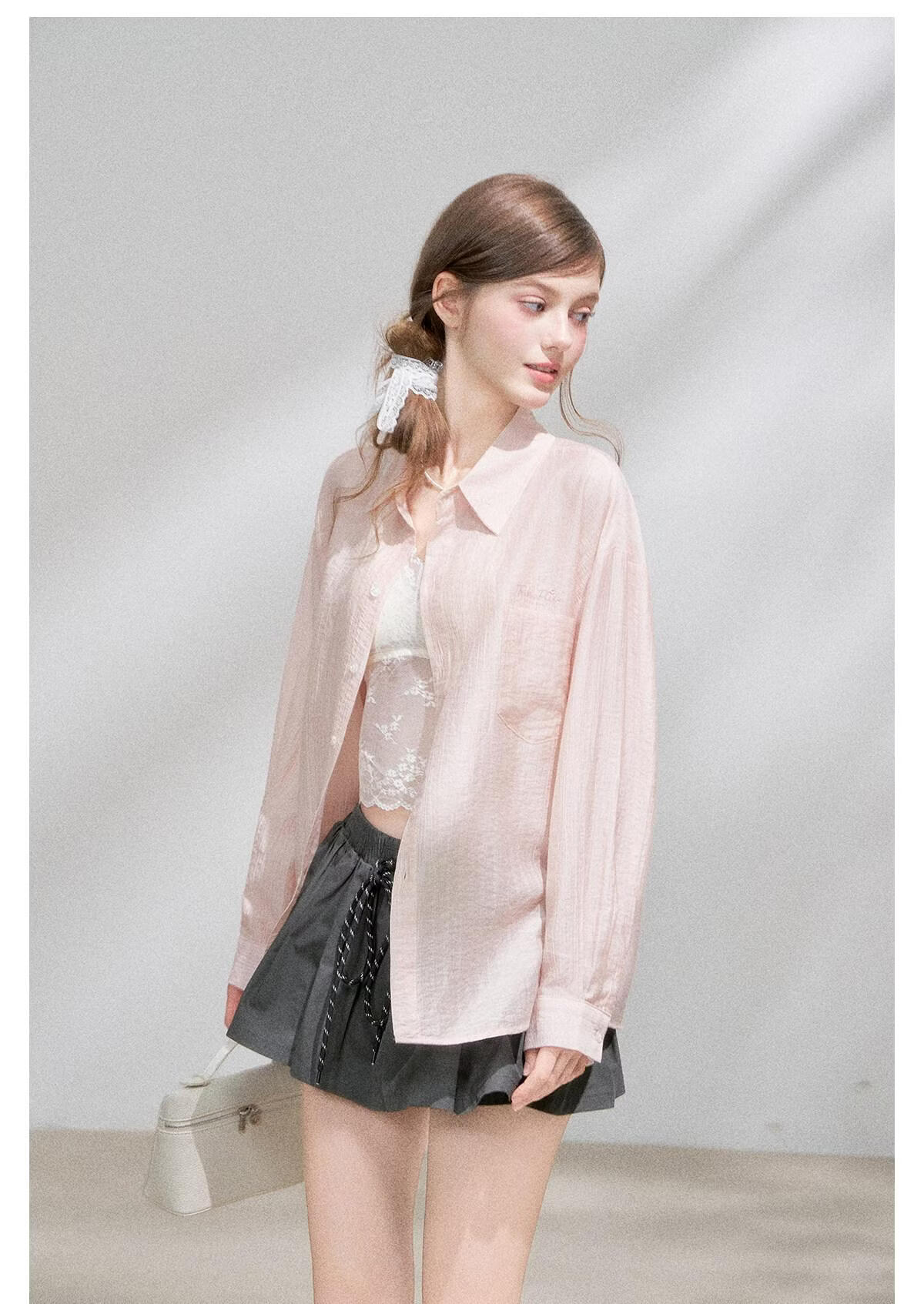 ICH MODE "Spring Light Leisure" Lyocell Sun Protection Long Sleeve Shirt Women Lazy Style Thin Jacket White M 2