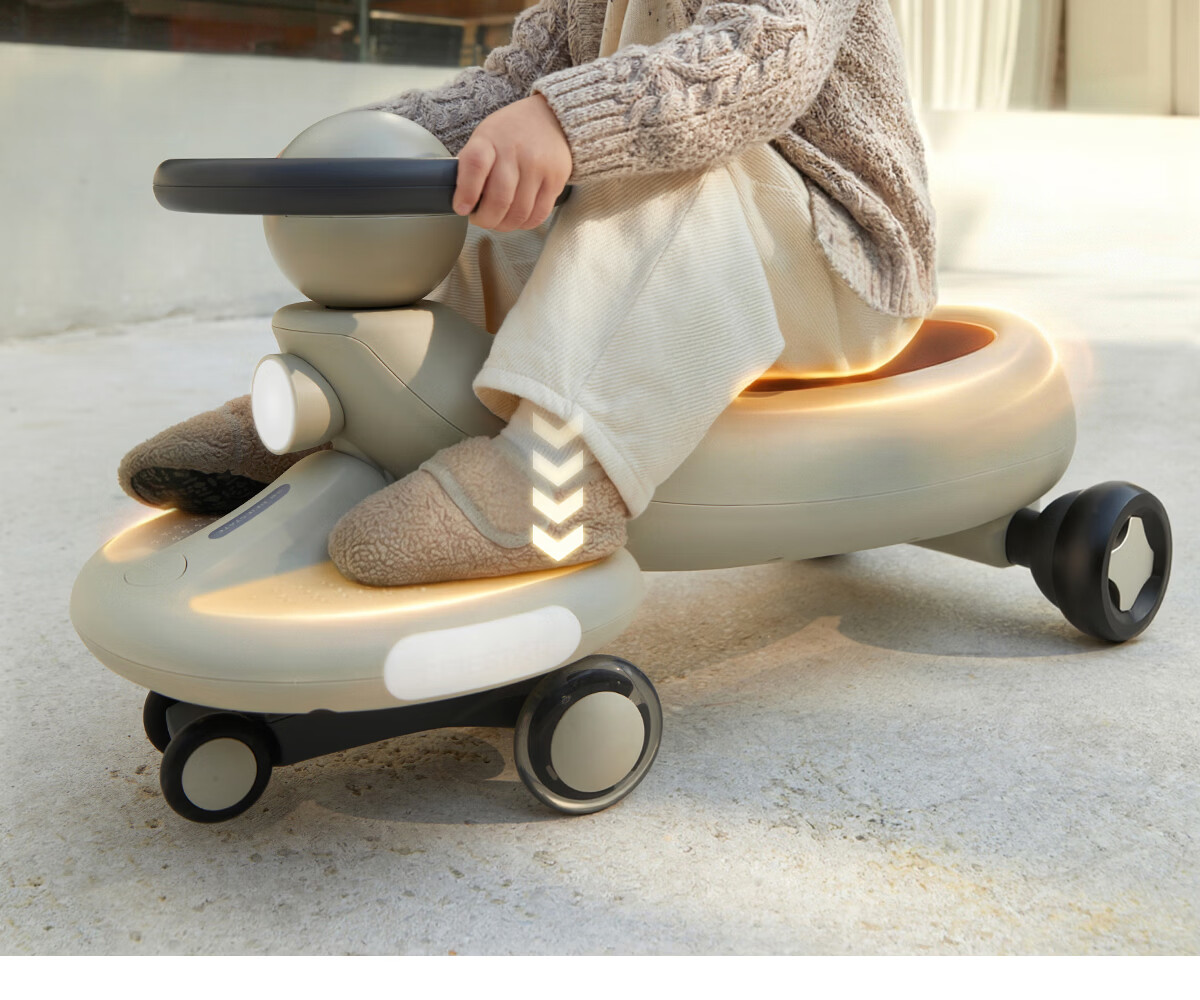 BEIESTATE Planet Twist Ride-On Luggage Car for Ages 1-6, Adult-Sittable Toddler Ride-On, High-Quality Baby Gift, Mica Gray 17