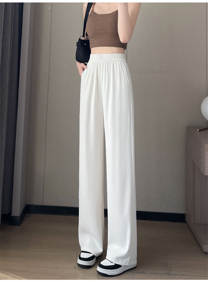 Langsha Elastic Waist Suit Pants Women Spring 2026 New Slim Straight High Waist Slimming Draped Casual Wide Leg Pants 18