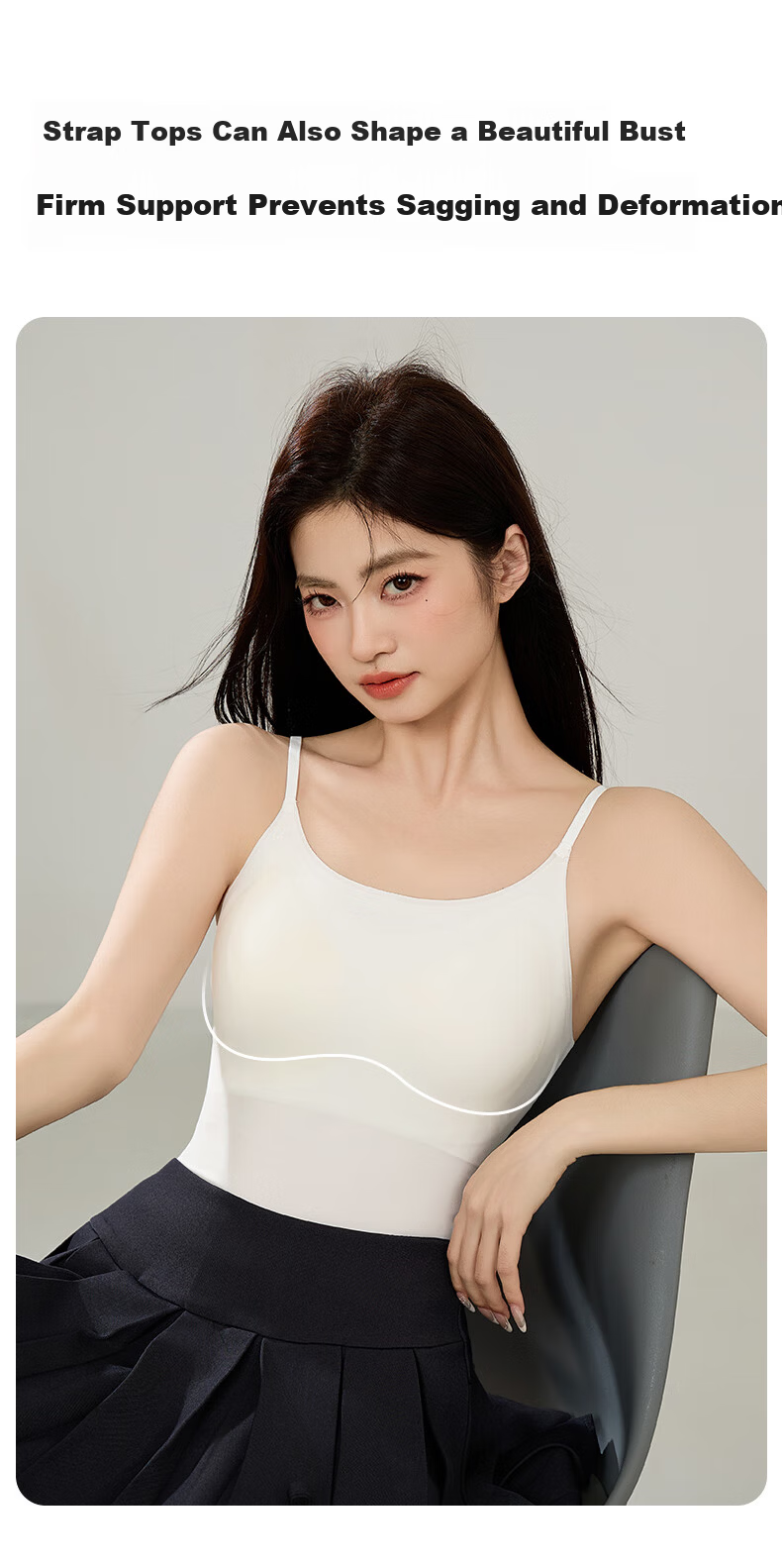 Women's Free Style Camisole Vest with Chest Pad, Solid Color Seamless Innerwear, Spring Summer Base Layer, Anti-Expansion Outerwear 5