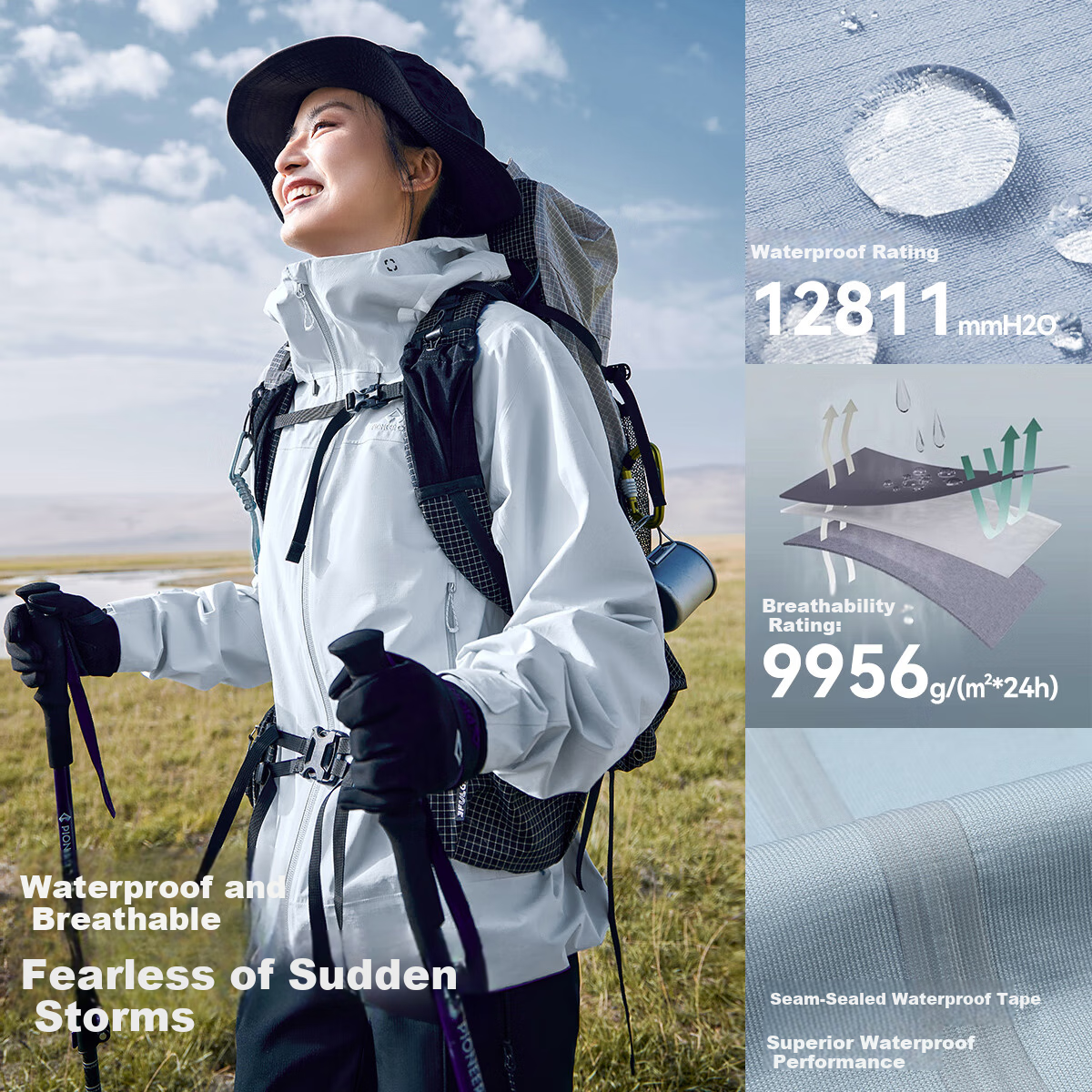 Toread Jin Yi Wei LT Men's Spring Autumn Jacket All-Weather Lightweight 3L Outdoor Waterproof Coat