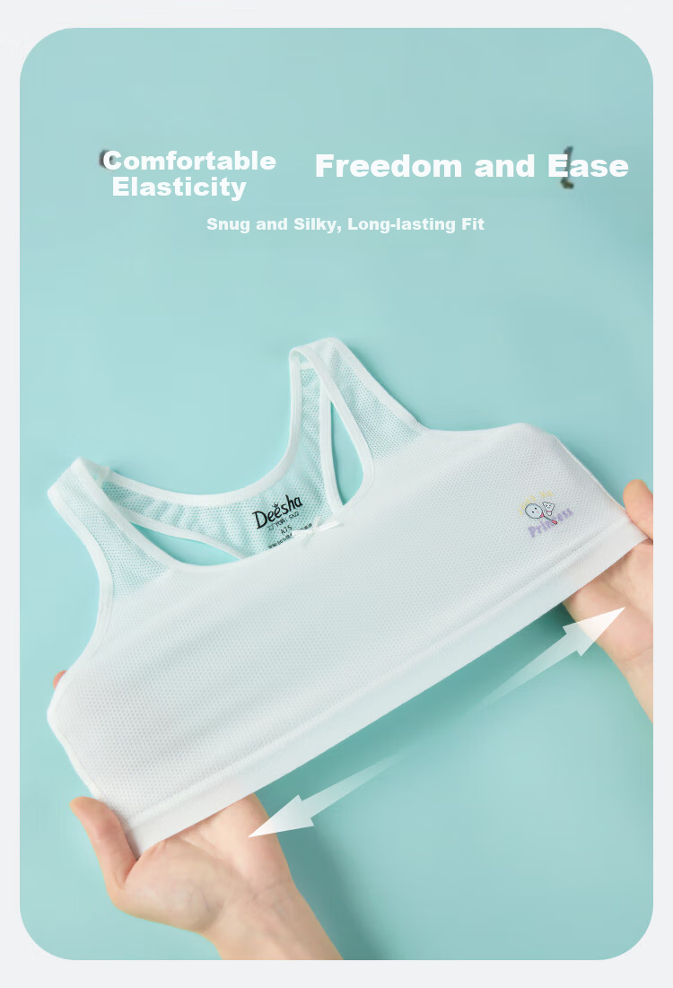 DEESHA Girls' Stage 1 Bra Set of 2 - Skin-friendly Breathable Children's Comfortable Four-Season Underwear 1