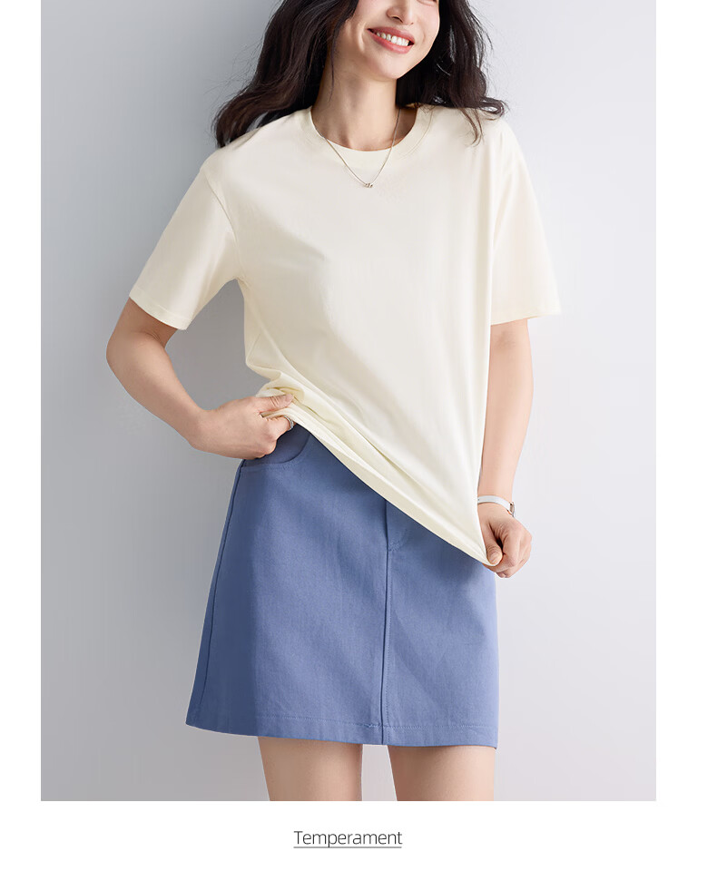 Urban Beauty Women's Short Sleeve T-Shirt 2026 New Spring Summer Casual Luxury High-End Loose Fit Pure Cotton Half Sleeve Top 13