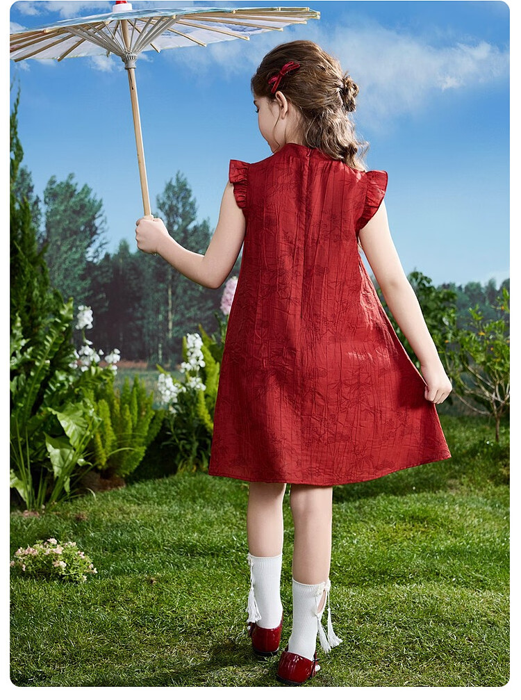 ASK JUNIOR Children's Dress Girls Summer Chinese Style New Traditional Princess Dress for Older Kids 14
