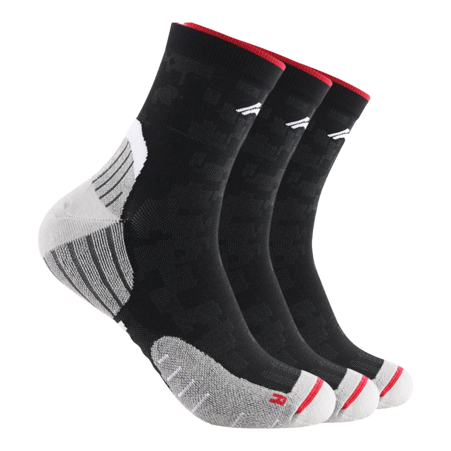 LI-NING Marathon Professional Running Socks Autumn Winter Mid-Calf Terry Bottom (3 Pairs Black) Unisex Antibacterial Sports Socks
