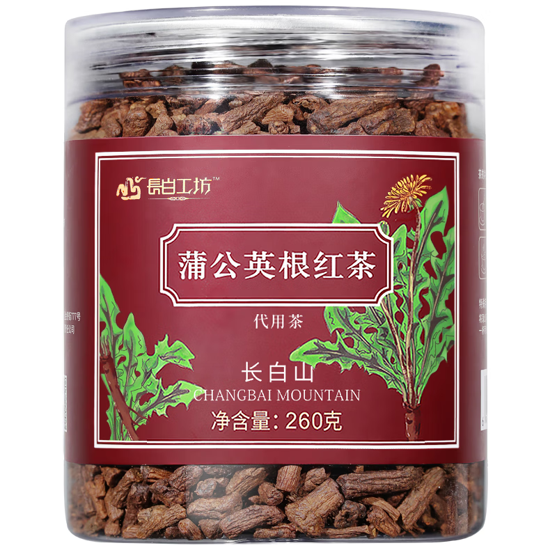 长白工坊 长白山蒲公英根红茶炒熟260g干净免洗蒲公英茶发酵