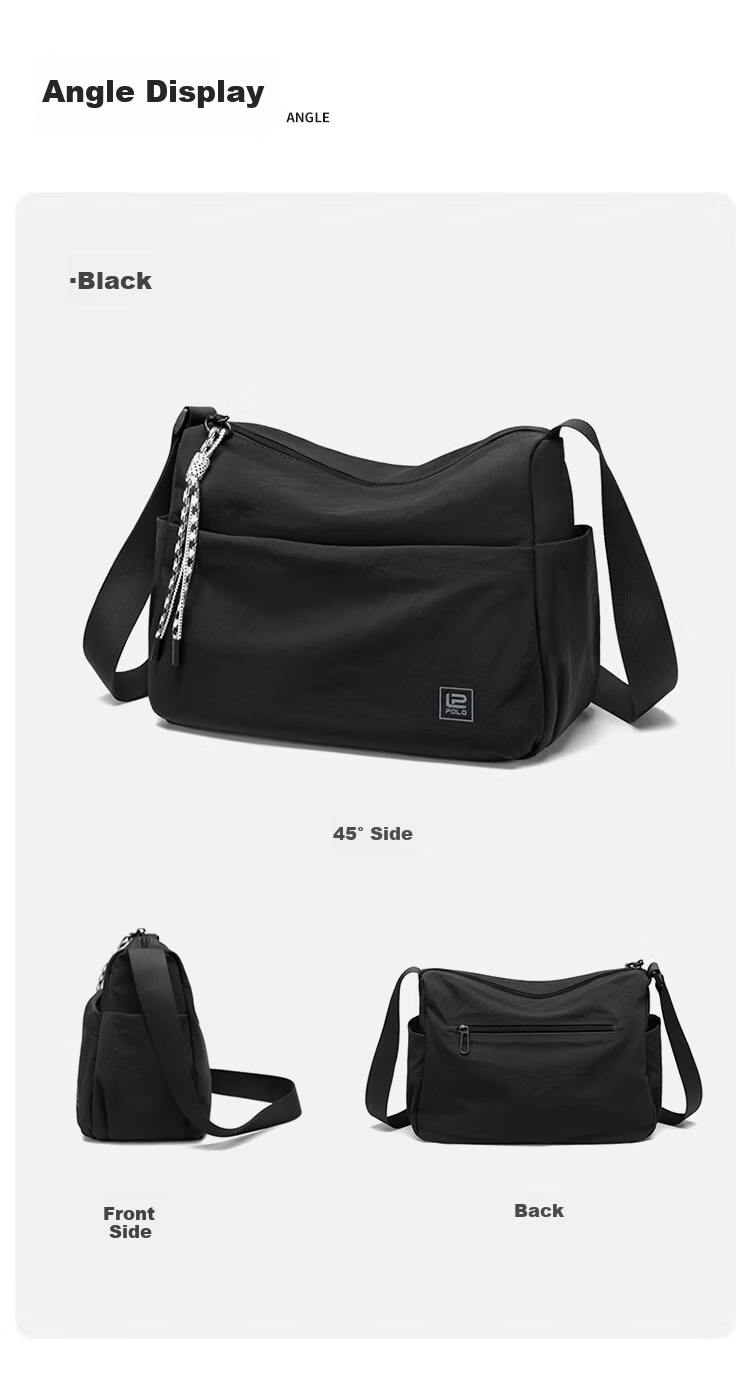 POLO Women's Casual Single Shoulder Crossbody Bag Large Capacity Sports Messenger Bag 12.9-inch iPad Outdoor Phone Bag 19