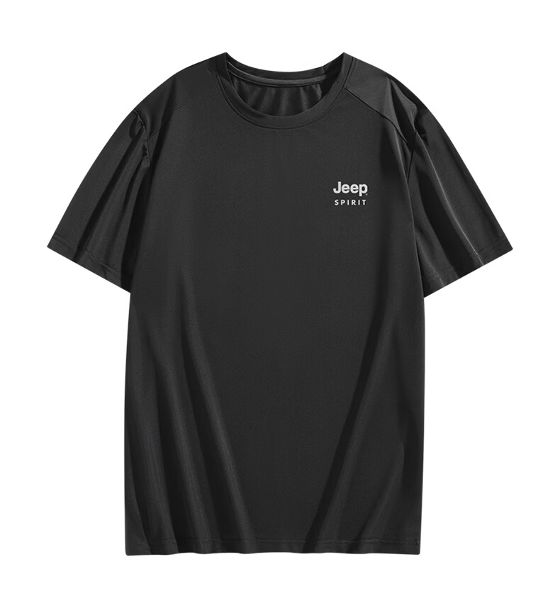 JEEP SPIRIT Men's Short Sleeve T-Shirt Summer Ice Silk Running Fitness Sports Quick-Dry Breathable Top White M 23