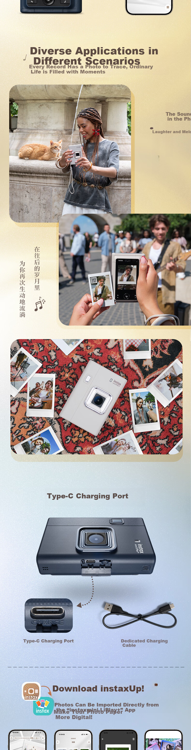 INSTAX Fujifilm Digital Instant Camera Liplay+ Golden Yellow 5