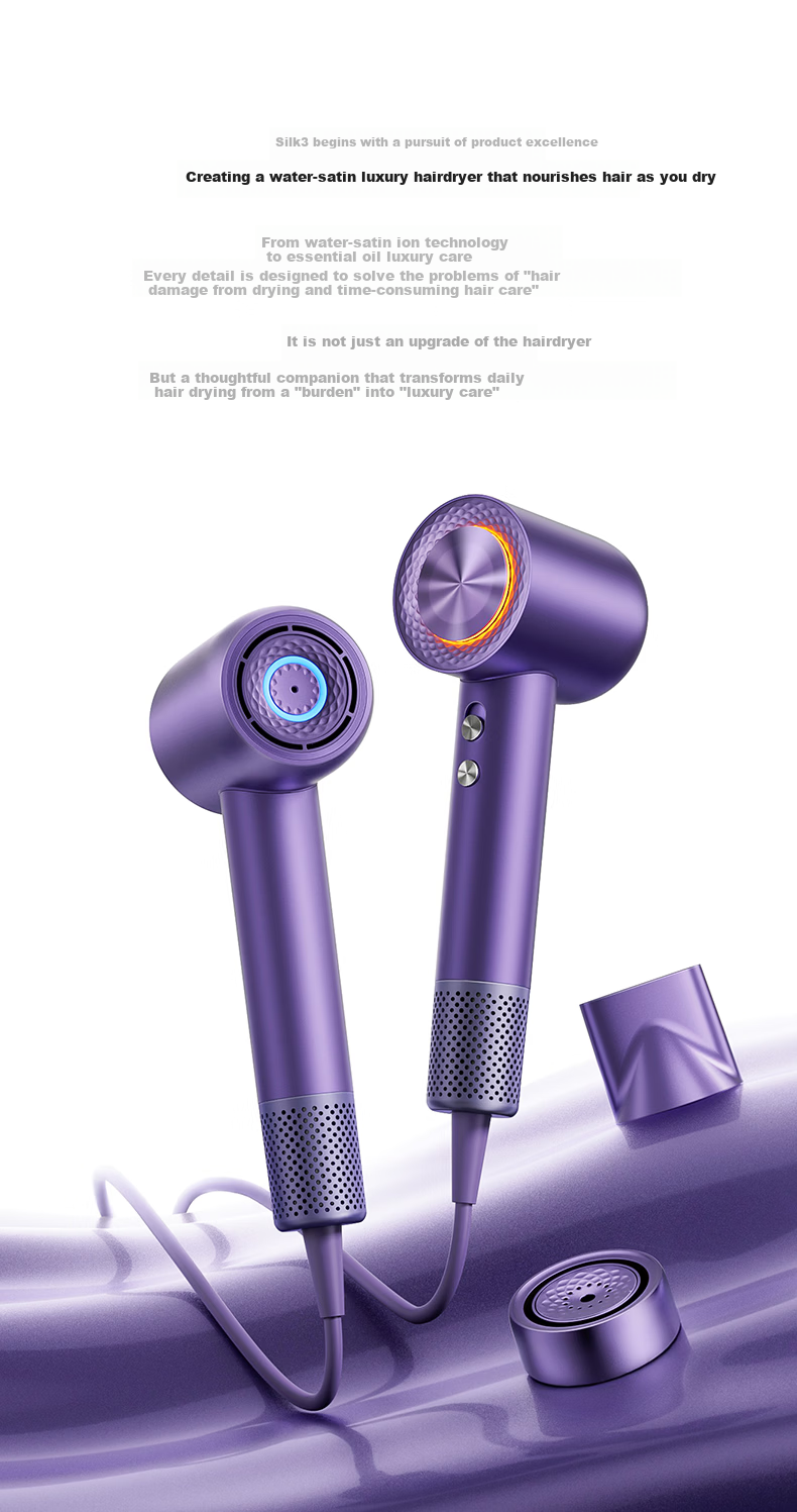 CONFU Silk3 Diamond Light Water Ion High-Speed Hair Dryer Fast Drying 120,000 RPM Home Use High Power Damage-Free Hair Blow Dryer Birthday Gift Star Shimmer Gold Standard Edition Price Guarantee 618 6