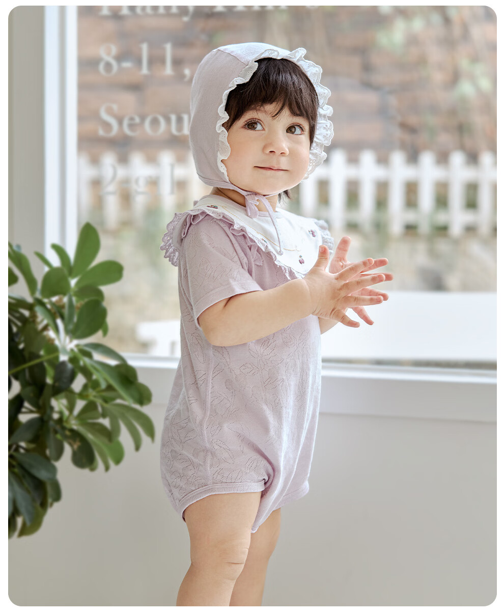 Wismorni Ice Silk Cotton Baby Romper, Bamboo Fiber Infant Bodysuit, Short-Sleeve Summer Thin Clothing 20