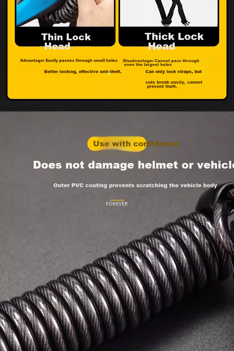 Forever Helmet Lock Bicycle Lock Electric Motorcycle Children's Combination Lock Mountain Road Bike Luggage Anti-theft Lock Black Pink 8