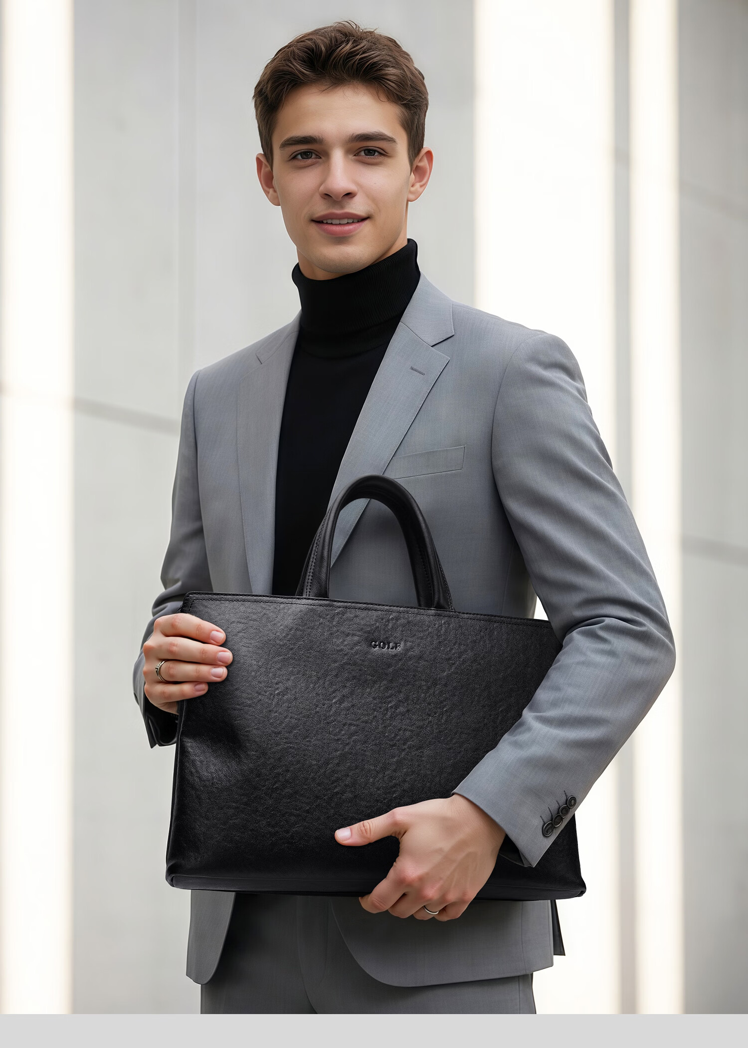 GOLF Men's Briefcase First Layer Cowhide Handbag 13.3/14 Inch Laptop Bag Business Document Bag 2