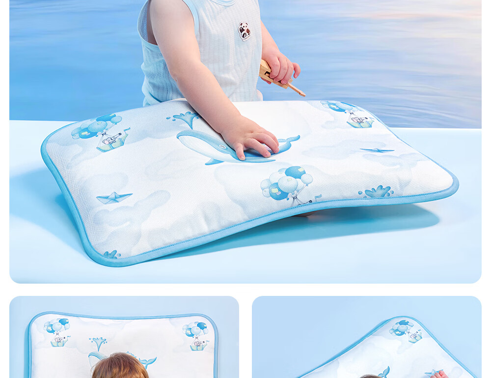Beitaisi Children's Pillow, Summer Breathable Baby Ice Silk Cool Pillow, for Ages 3-6, Infant Kindergarten Pillow, Cloud Slice Pillow, Mushroom Farm 42