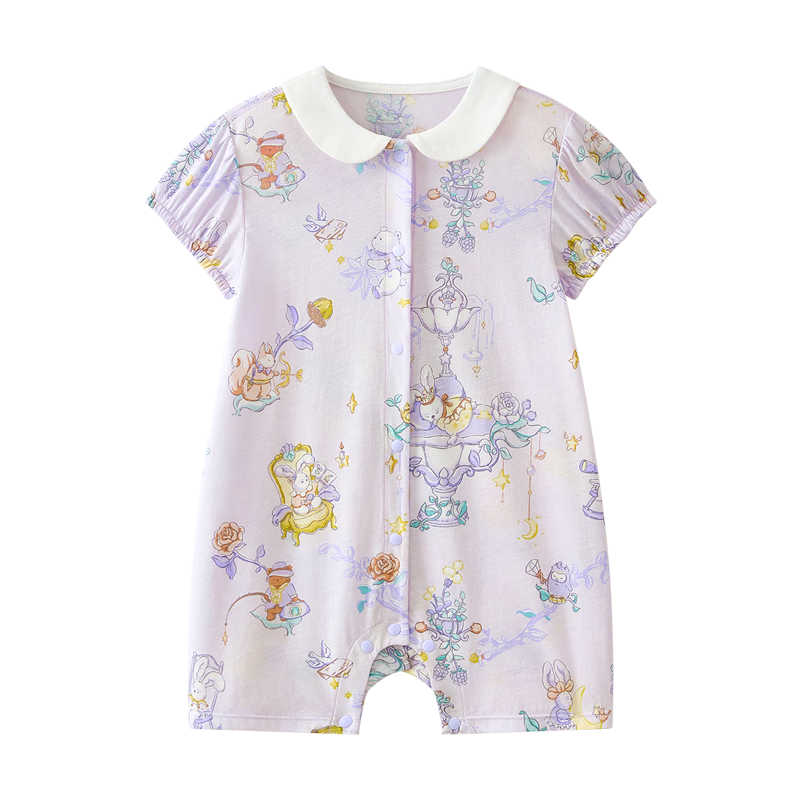 Babycare Pure Cotton Short Sleeve Romper Baby Jumpsuit Boys Girls Moisture Absorption Breathable Doka Manor 90cm