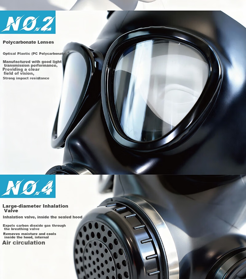 Puda MJ-4003 Full Face Gas Mask with No.3 Metal Canister, Self-Priming Organic Gas and Vapor Filter, Industrial Chemical Use, 1 Set 7