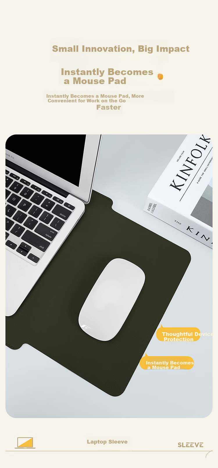 Biyoumei Laptop Sleeve Compatible with Lightweight 13-inch Apple Xiaomi Huawei Leather Magnetic-free Protective Case 5