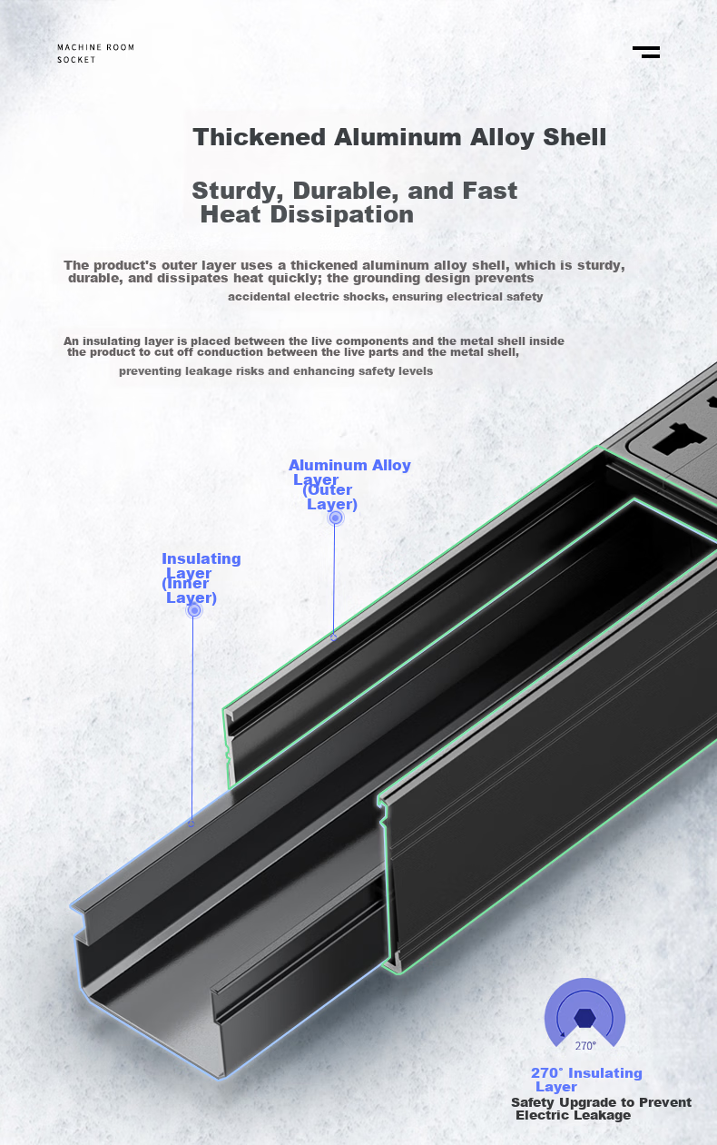 Guanghang PDU Cabinet Socket 6-Port 10A Universal Outlet with Switch 1.5mm² 2m Cable 2500W Industrial Power Strip Customizable GH-PDU-610 8
