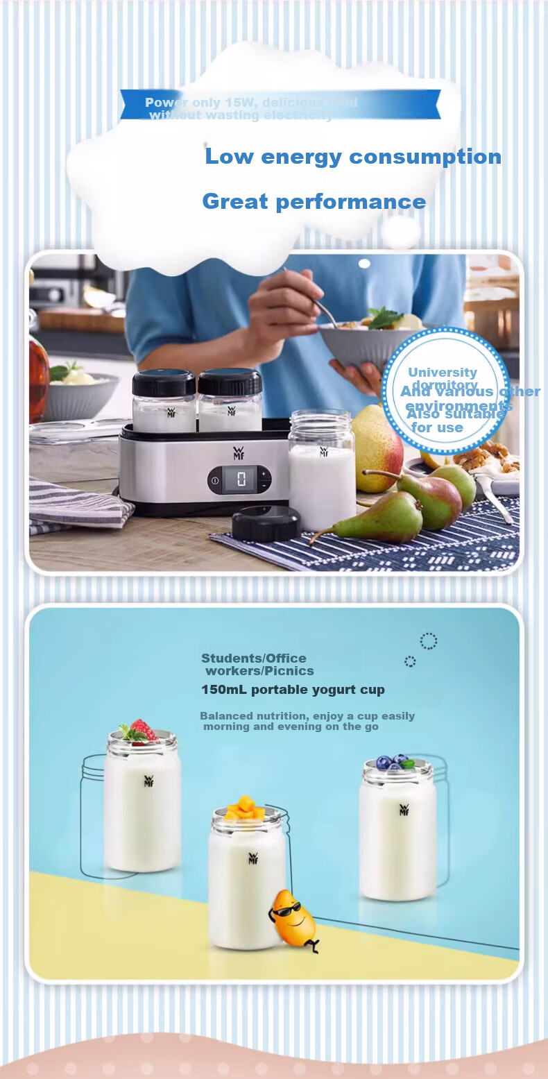 WMF Germany Fissler Stainless Steel Body Fully Automatic Yogurt Maker Household Multifunctional Fermentation with Cup Division Fully Automatic Yogurt Maker 5