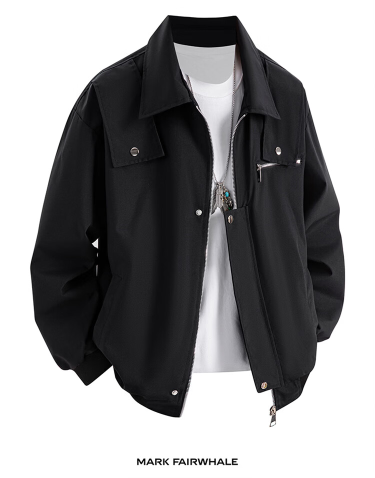 MARK FAIRWHALE Men's Workwear Jacket Spring Autumn American Style Baseball Jacket Wine Red M 7
