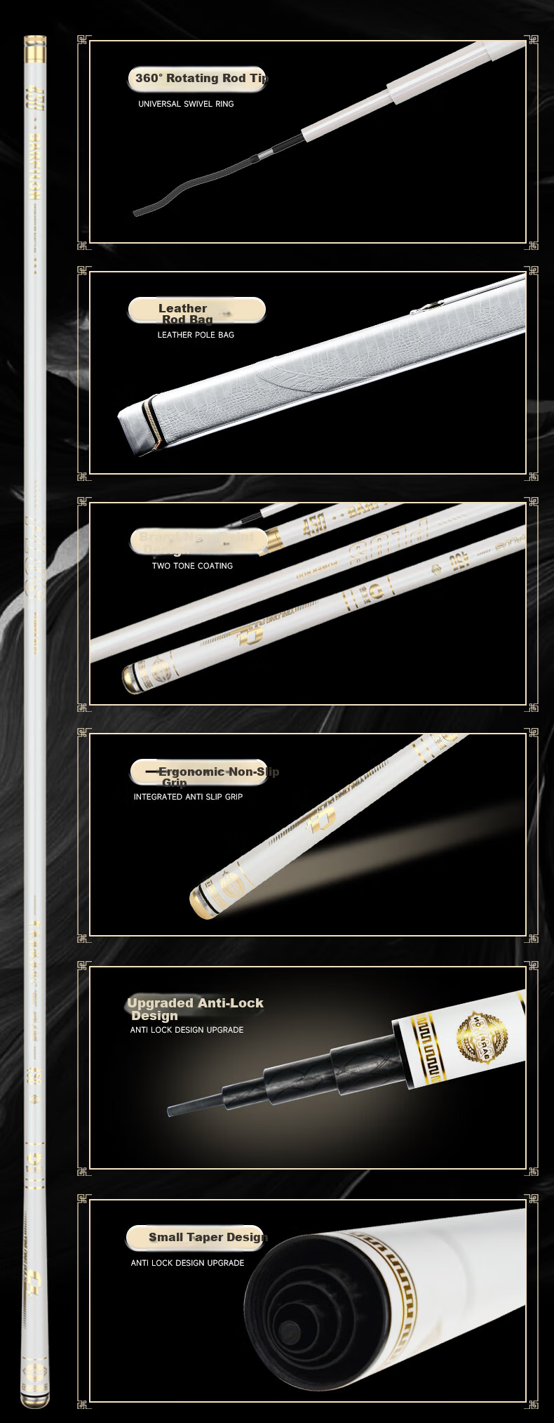 Baofeilong Silver Dragon Plus Imported Toray 46T50T Composite Hand Rod Fishing Rod Crucian Carp Rod Pole Fishing Rod 6.3m Colorful 8