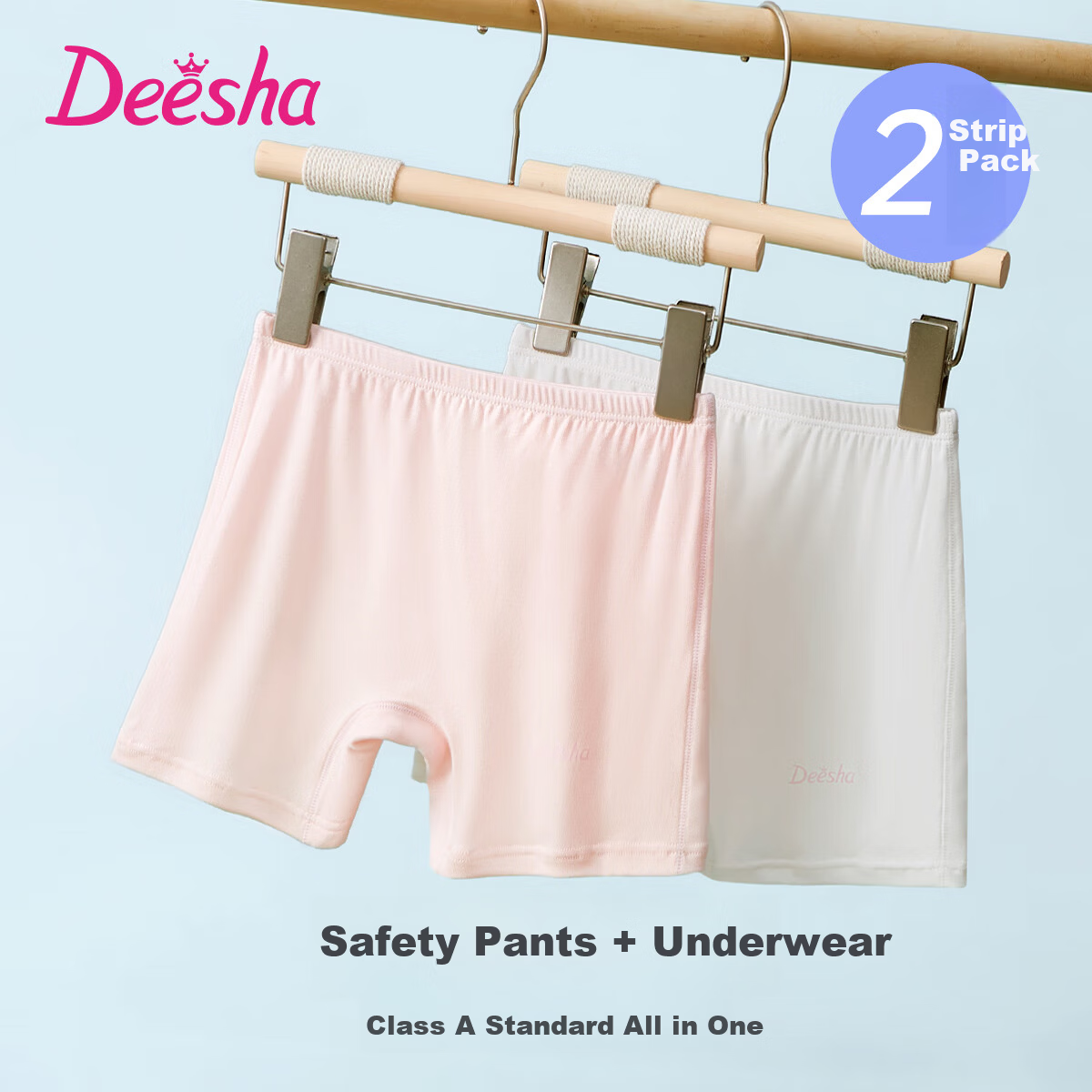 DEESHA Girls Anti-Exposure Safety Shorts Underwear 2-in-1 Summer Thin Antibacterial Crotch Boxer Briefs Children's Leggings 7A