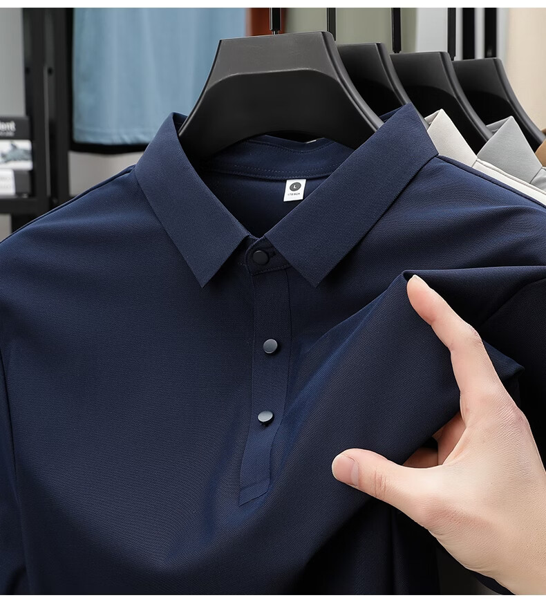 ROMON Father's Day Gift Men's Summer Ice Silk Quick-Dry UV Protection Breathable Polo Shirt Short Sleeve T-Shirt 14
