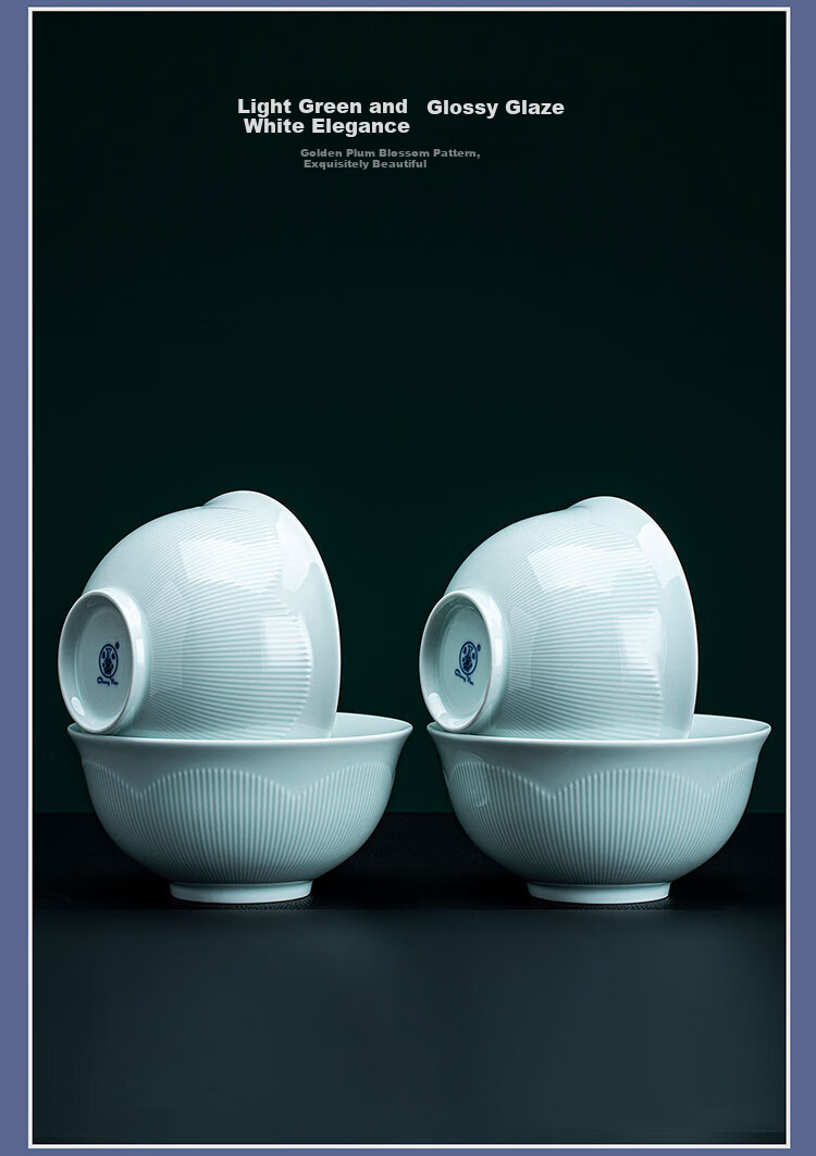 Changnan Underglaze Color Jingdezhen Dinnerware Set 6-Inch Ceramic Rice Bowls Soup Bowls Home Use 4-Piece Set 6