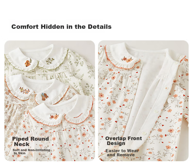 Weishi Muni Baby Girl Romper Spring and Autumn Infant Long Sleeve Bodysuit Toddler Crawling Suit Autumn Wear 1